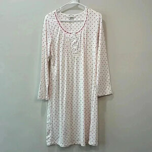 Women’s Polkadot Heart Button Front Nightgown - Size M